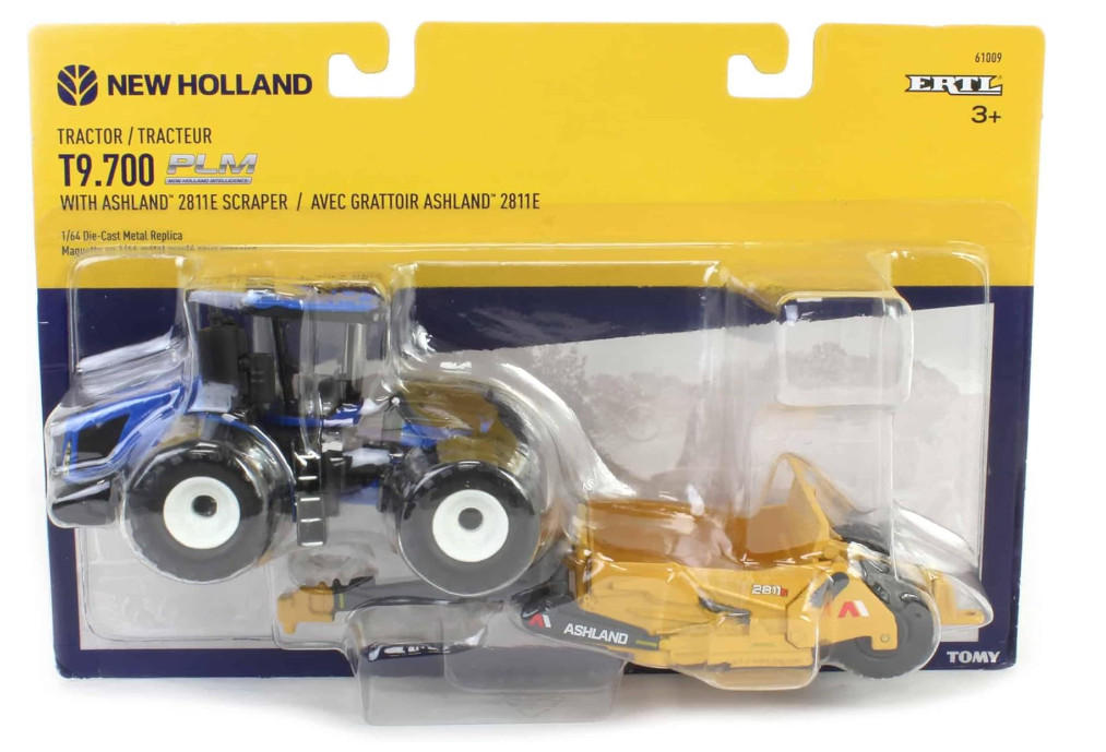 ERTL 1/64 New Holland T9.700 Tractor with Ashland 2811E Scraper 61009