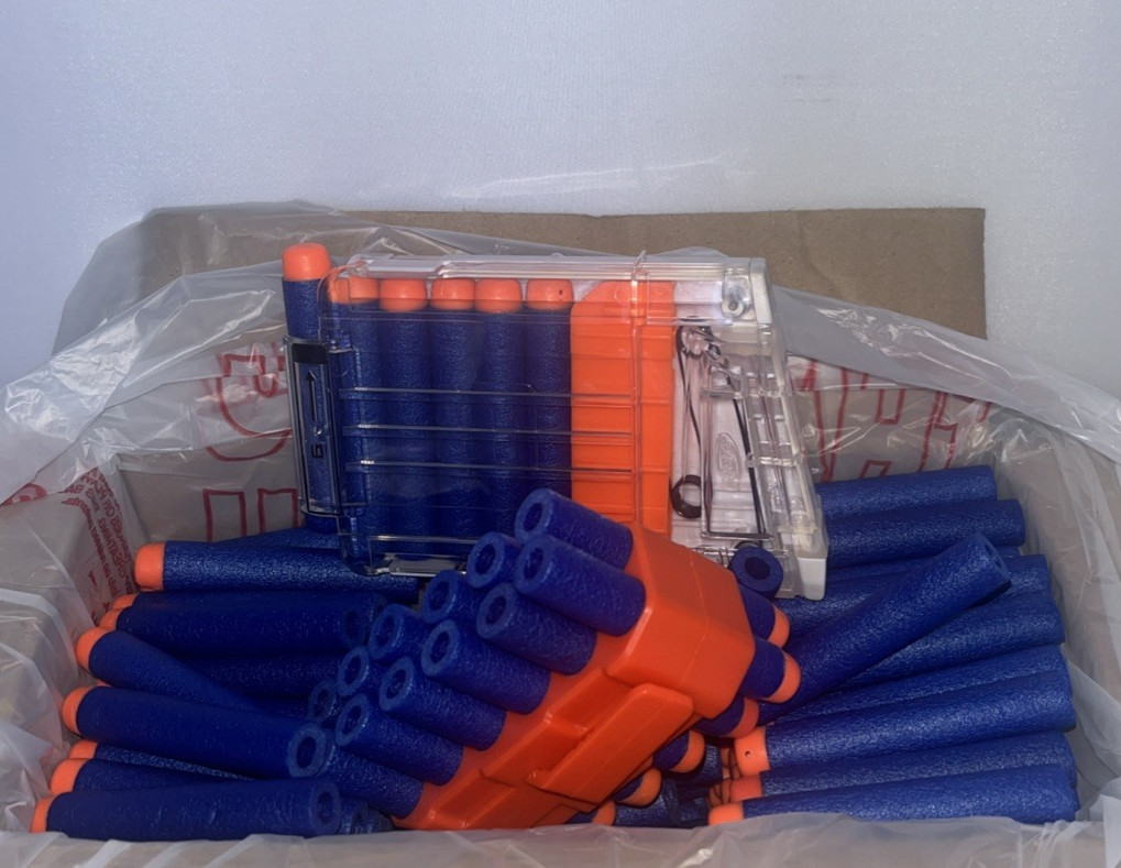 Nerf N-Strike 6 Dart Ammo Clip Magazine Clear White 250 ammo darts body clip LOT