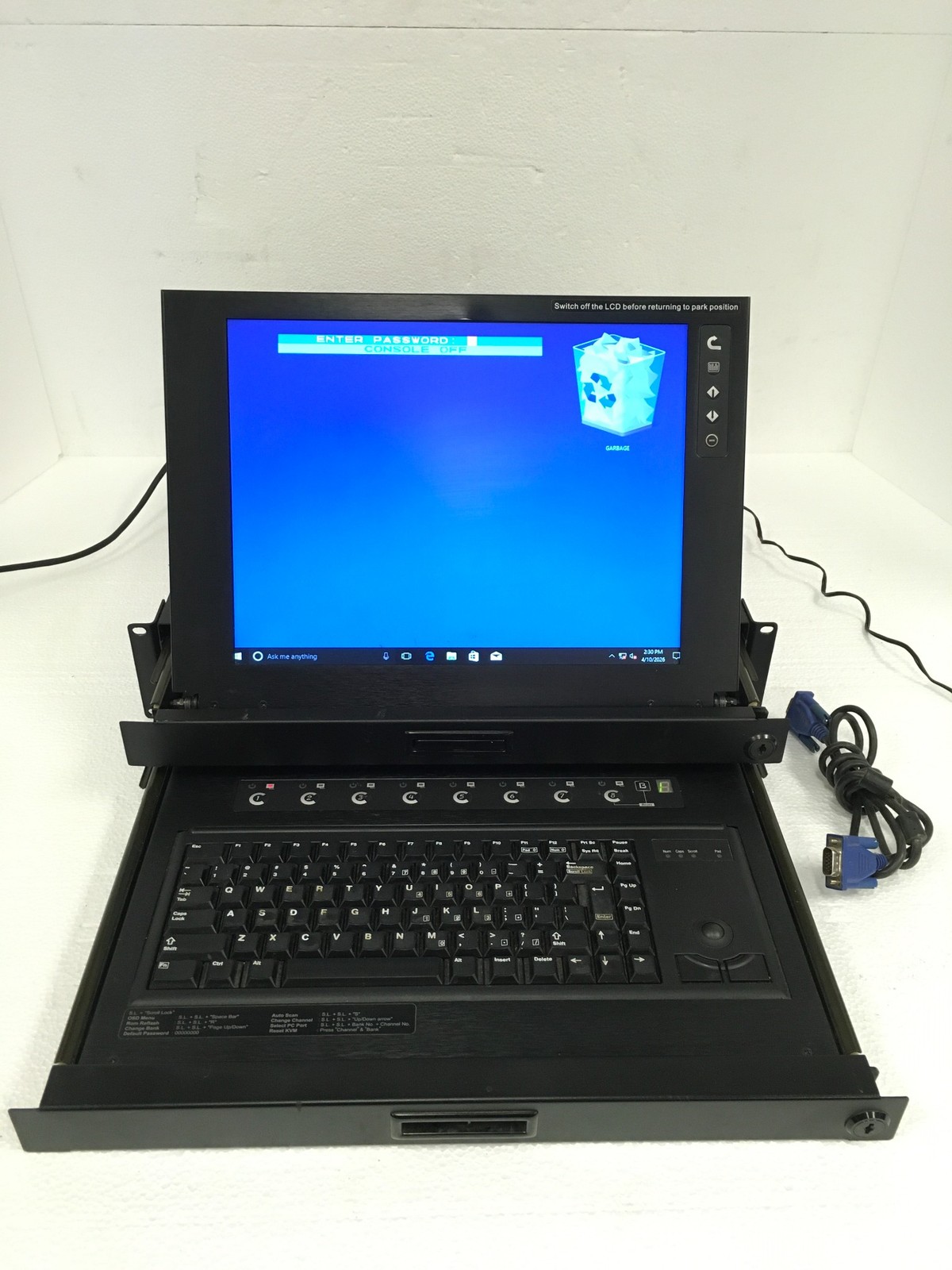 RKP2415-801C 15" LCD KVM Monitor Keyboard Drawer 8-Port NO AC, FREE SHIP, READ