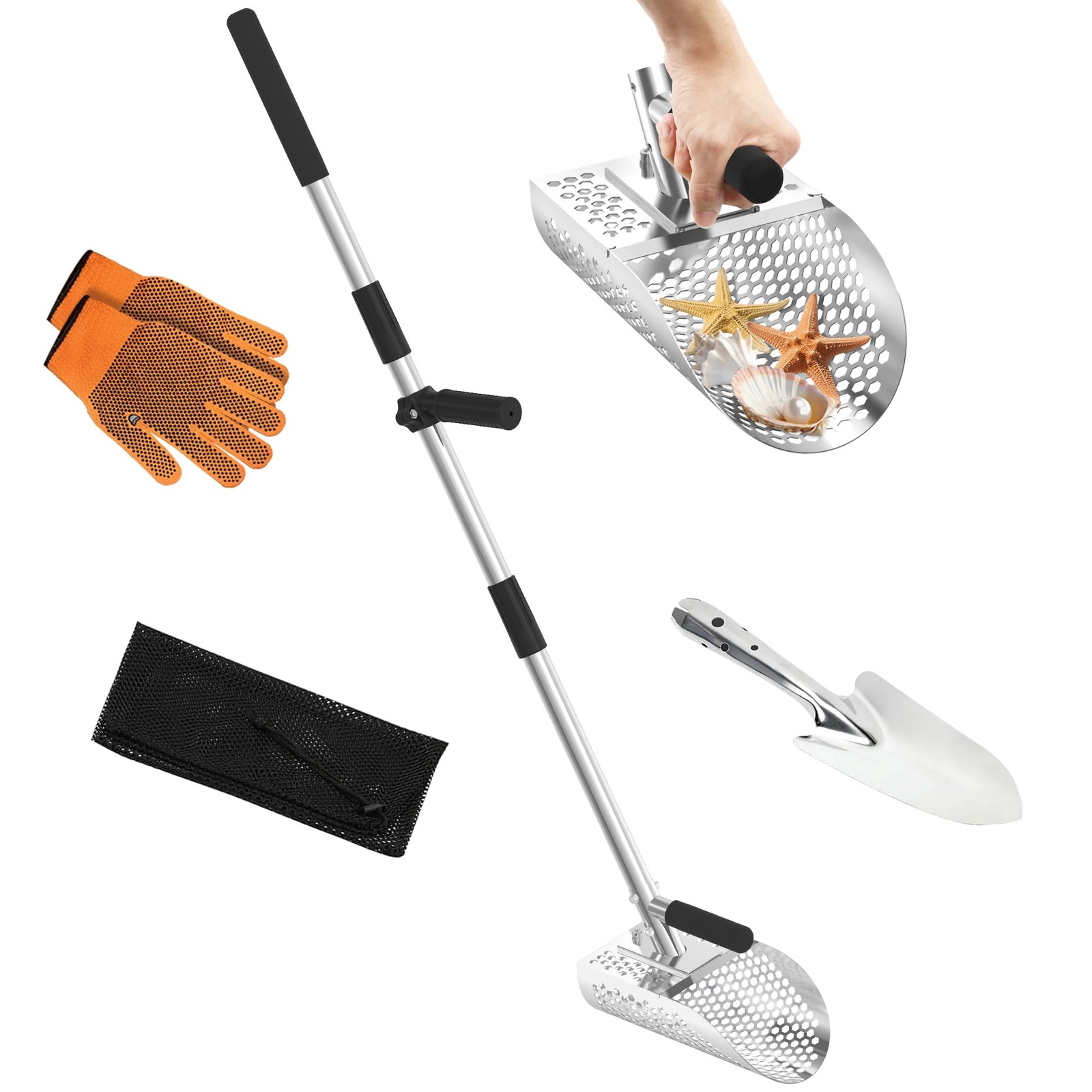 Sand Scoop for Metal Detecting, Metal Detector Sand Shovel Accessories for Be...