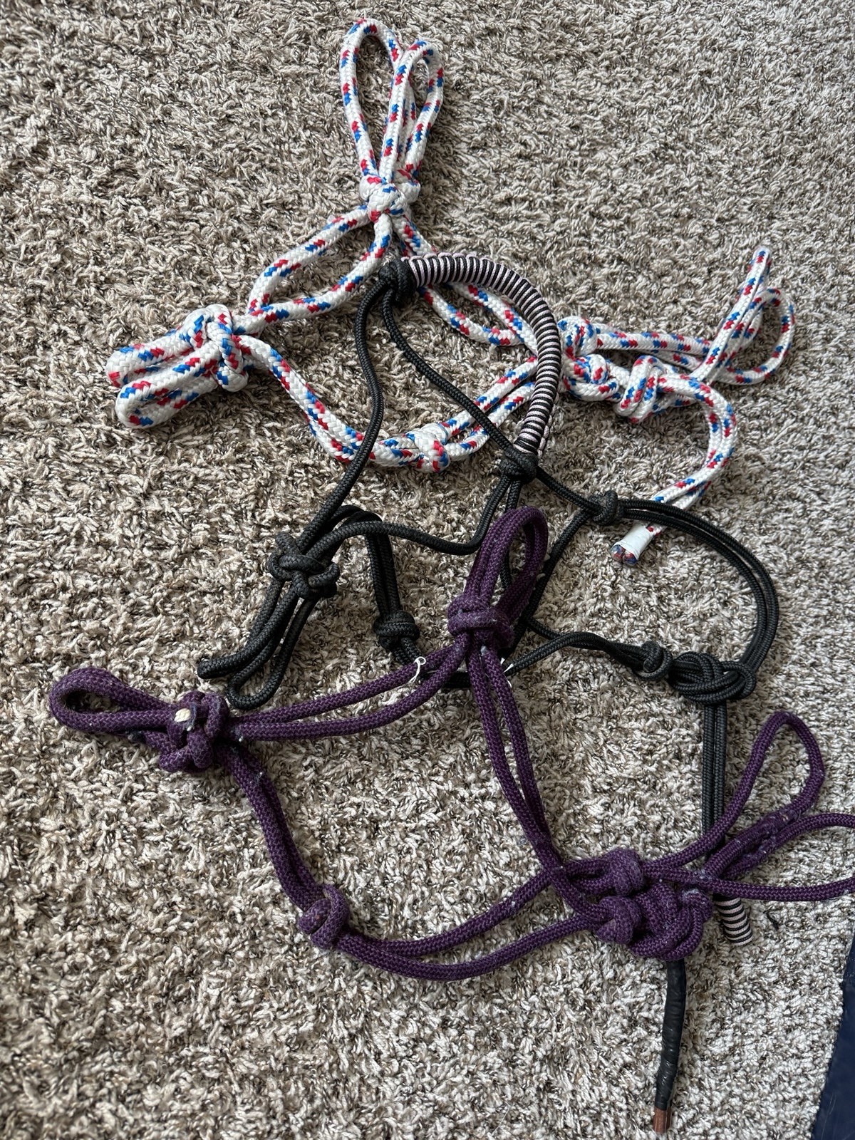 Nylon Horse Rope Halter Lot of 3 Horse Size Multiple Colors