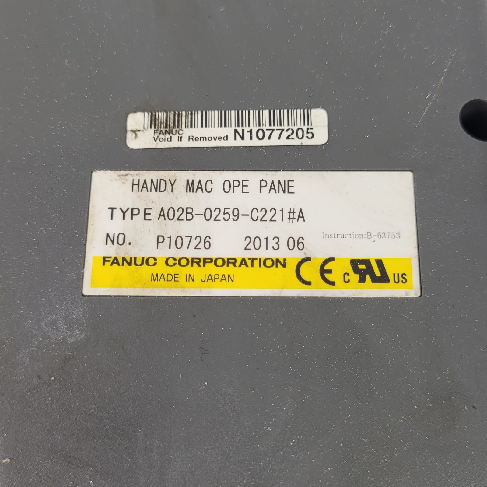 Fanuc A02B-0259-C221#A Handy Mac Operator Panel, W/Cable, 16-Pin - USED