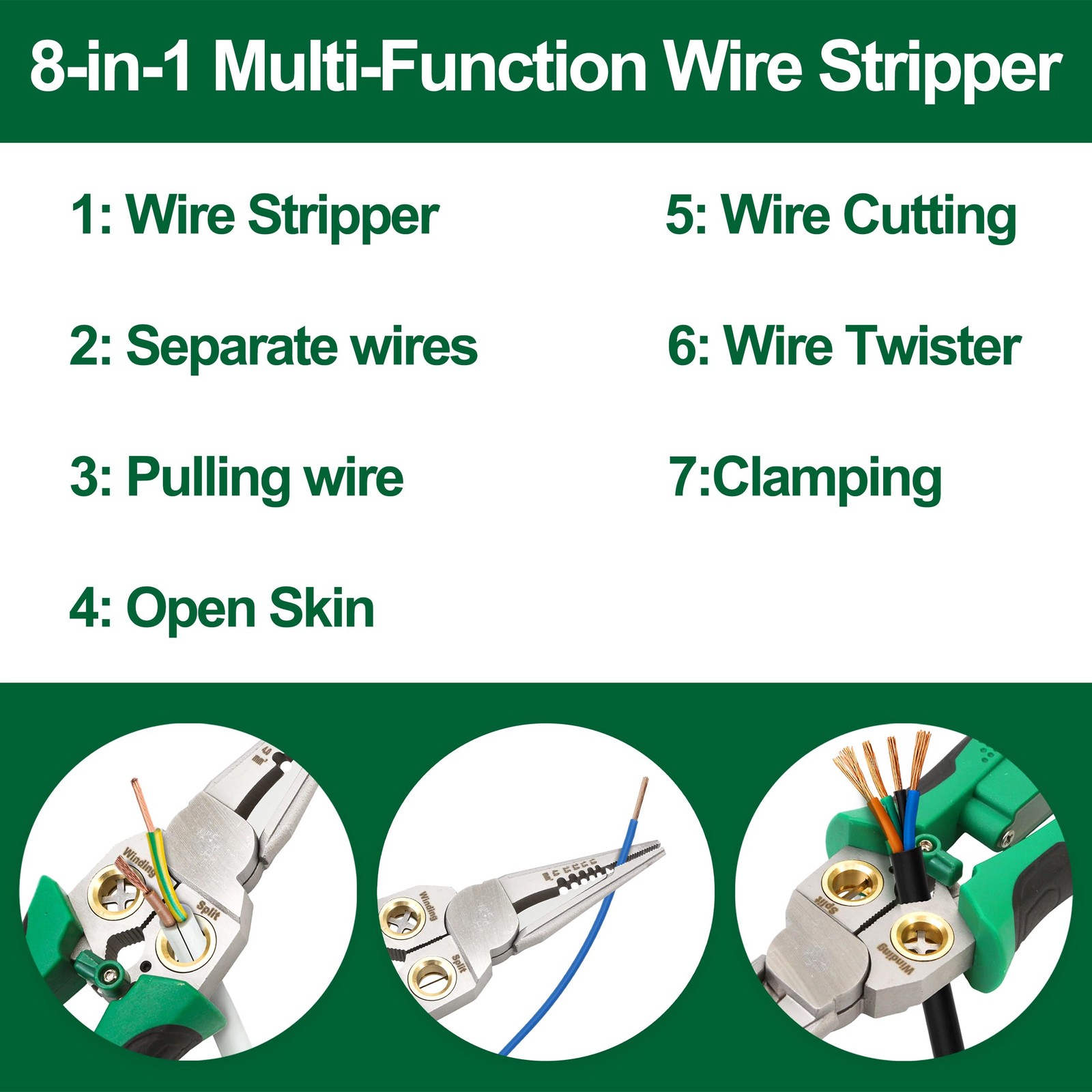 8 in 1 Wire Strippers with Voltage Tester New Multi-function Electric Profess...