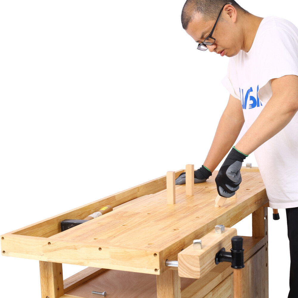 Wooden Workbench for Garage Workshop and Home