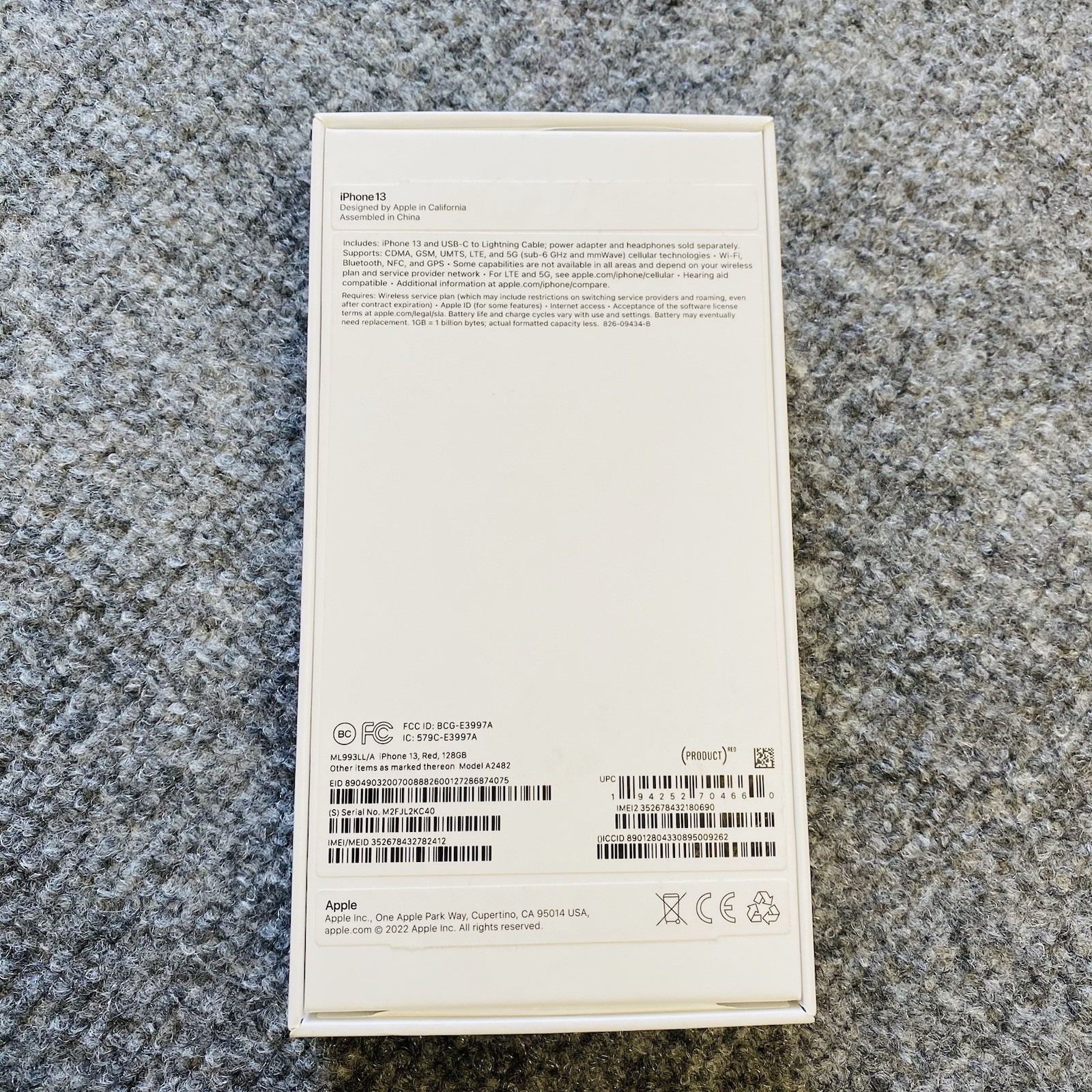 Apple iPhone 13 White box only with inserts No Phone Box Only