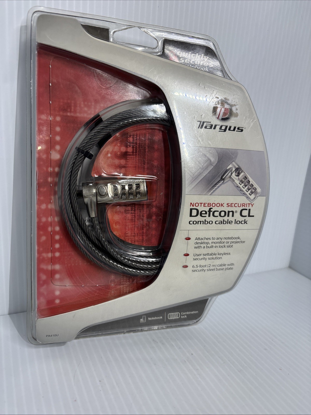 Genuine Targus Defcon CL Cable Lock For Notebook Model PA410U Gray (h)