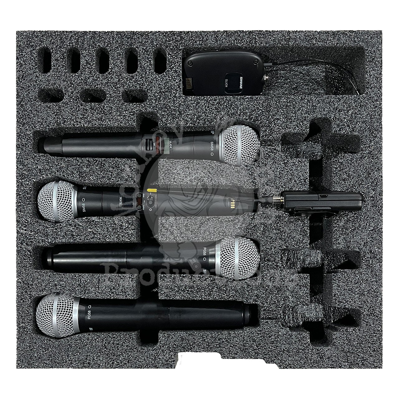 Foam Insert for 4 wireless mics, fits 2U rack drawer
