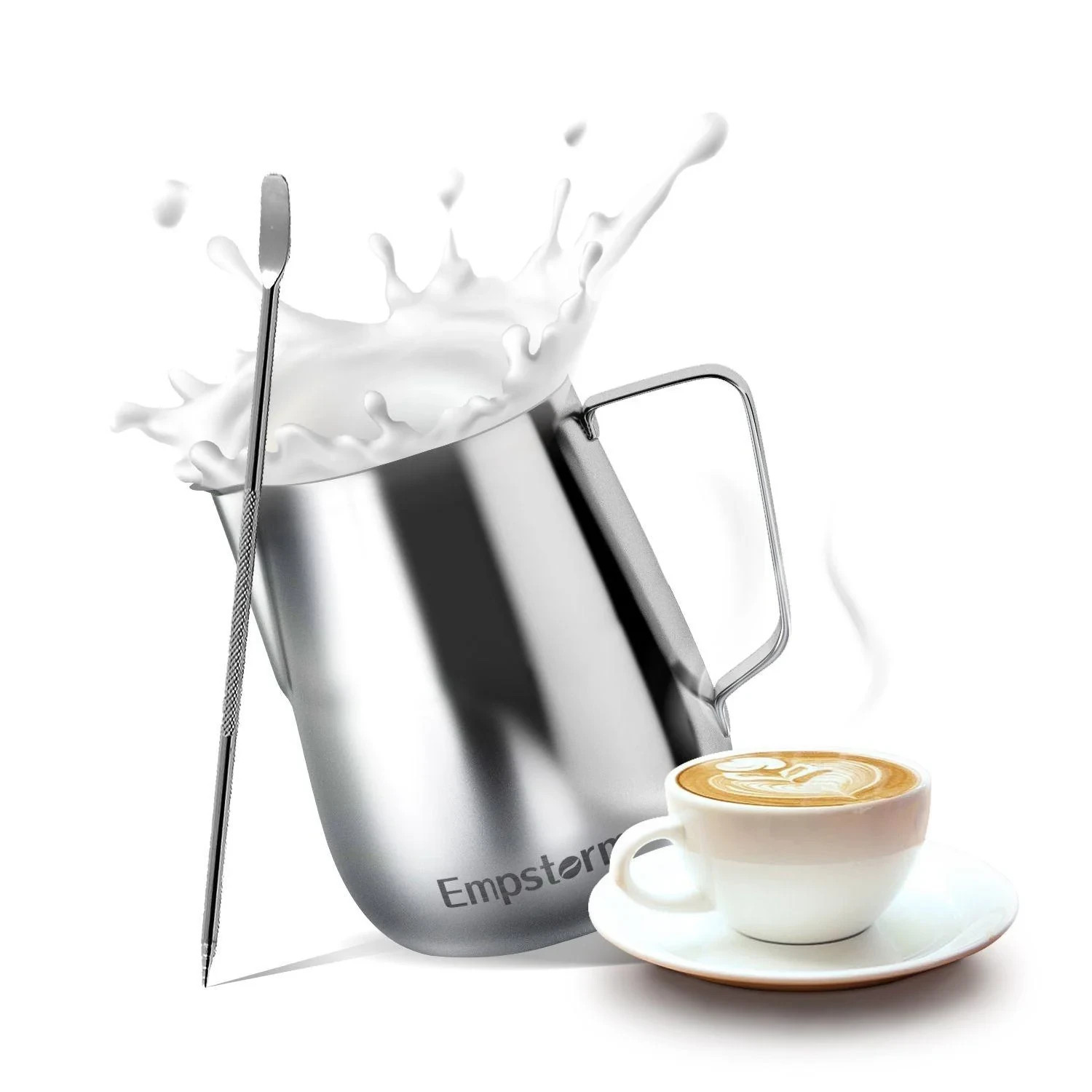 12 Ounces Stainless Steel Milk Frothing Pitcher Measurements on Both Sides
