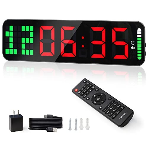 Gym Timer - Large Digital Gym Clock Wall with Interval Time Progress Black+red