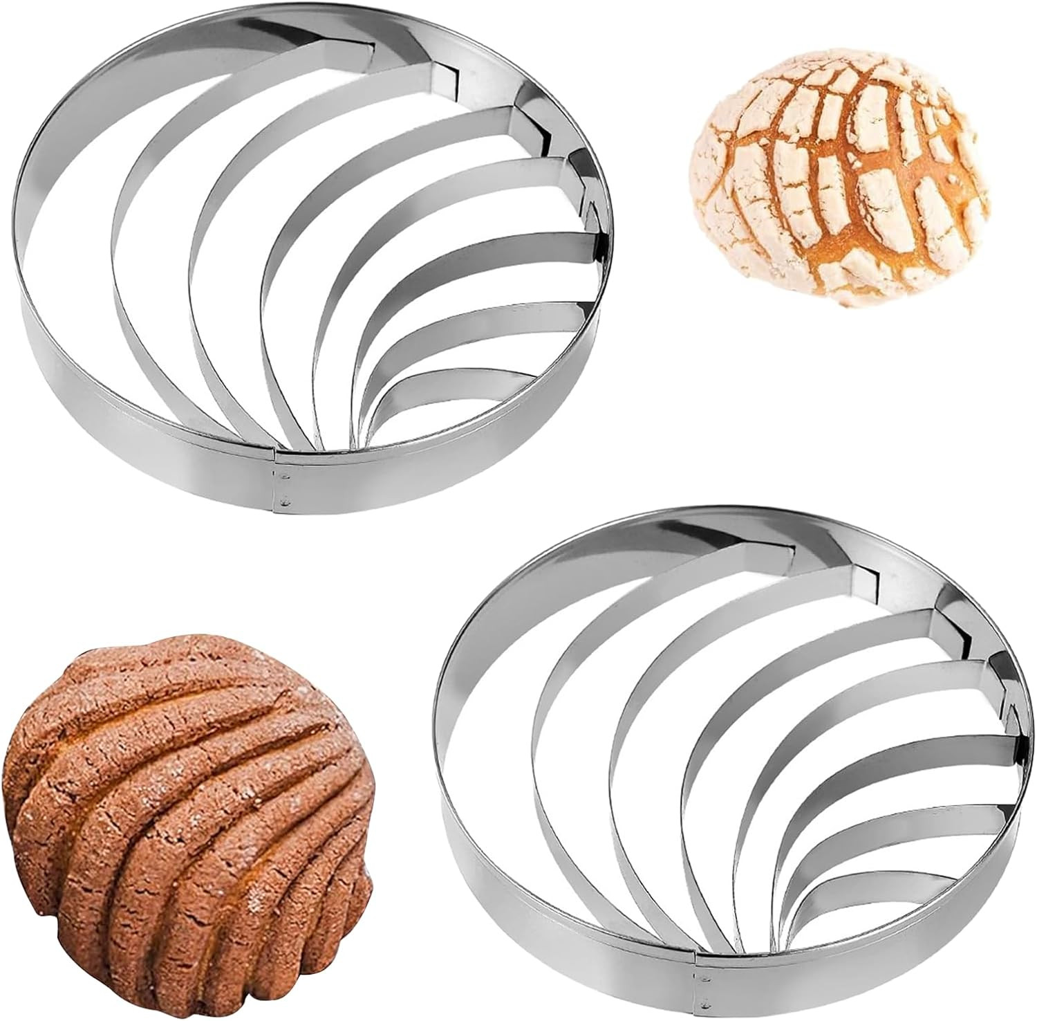 2 Pcs Concha Cutter Mexican Bread Mold,Stainless Steel,Concha Cutter,Concha Stam