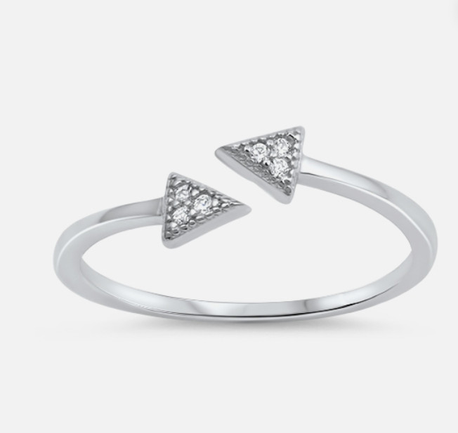 Crystal sterling silver spike toe ring