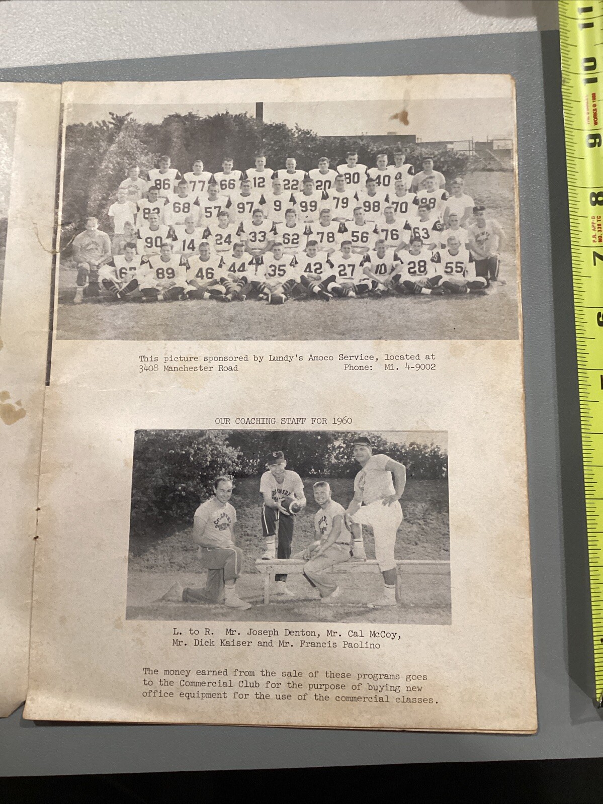 1960 Coventry Comets High School Football Program