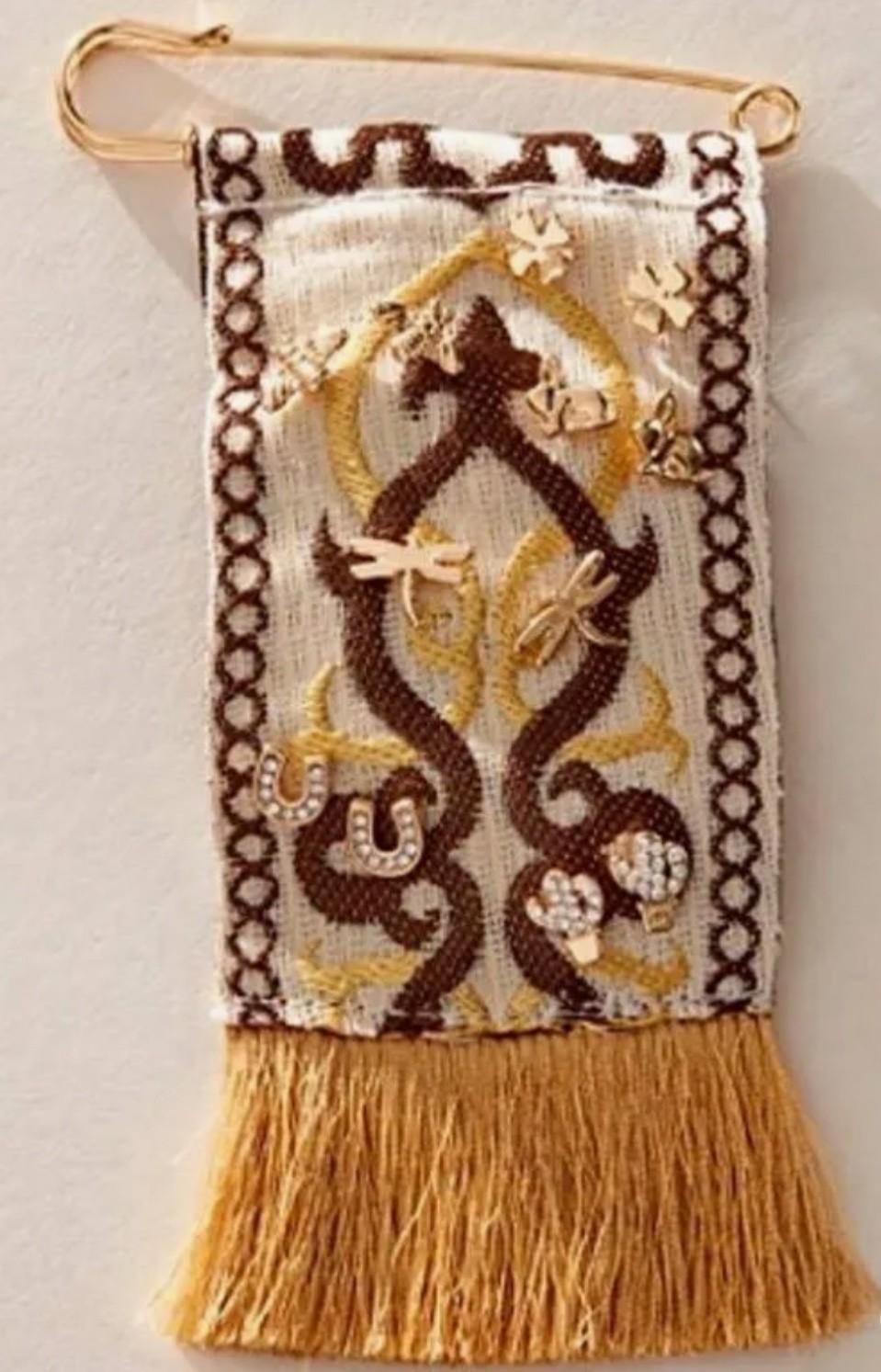 Free People Book Charm Brooch Earring Set Tassle Pin