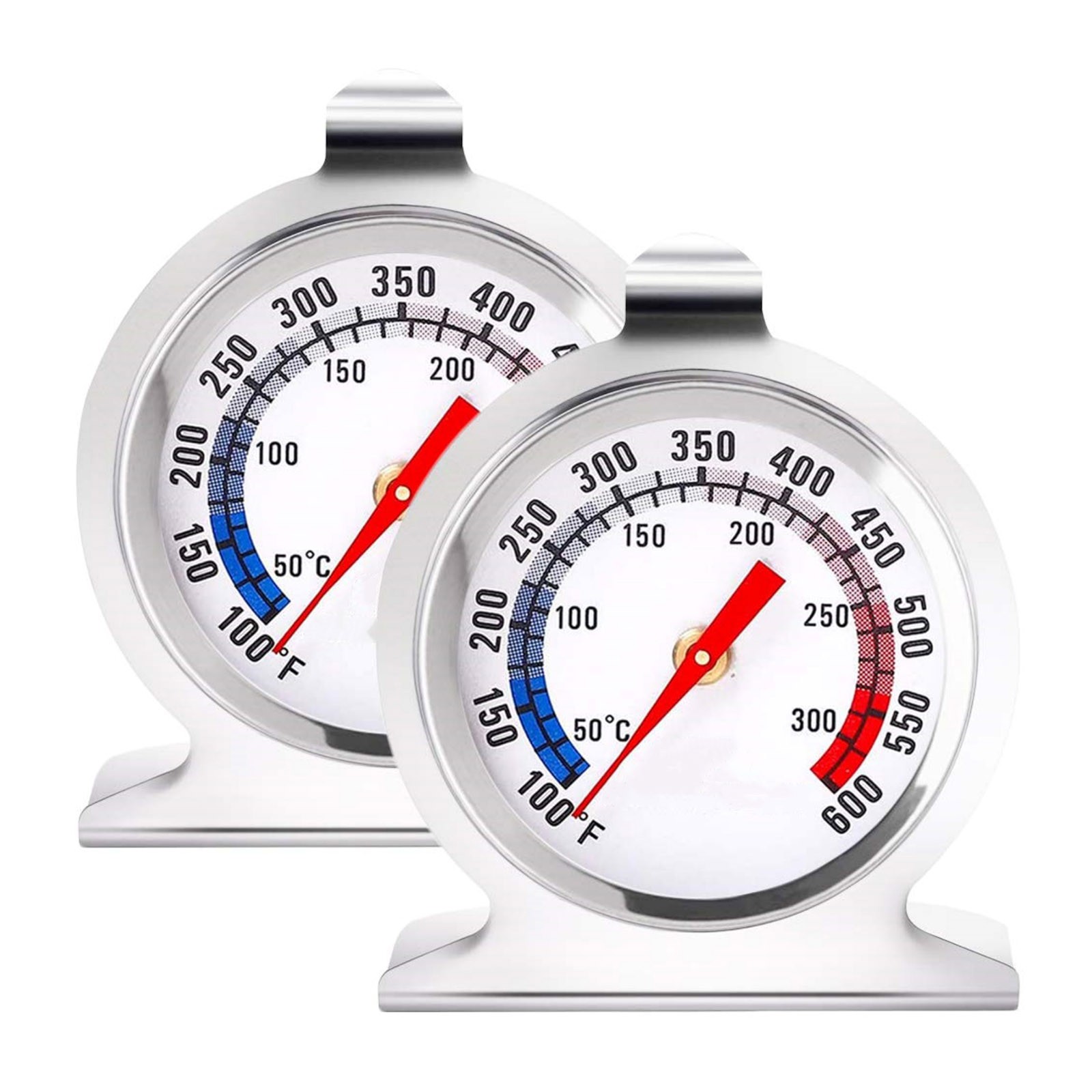 Oven Thermometer 50-300°C/100-600°F Stainless Steel Stand Up Temperature Gauge