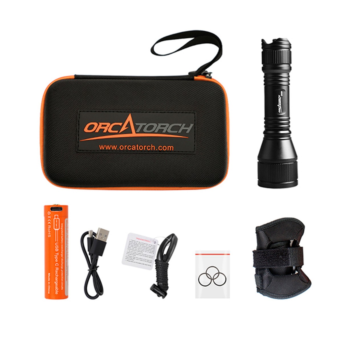 OrcaTorch D550 1000 Lumens Dive Light with Wrist Strap