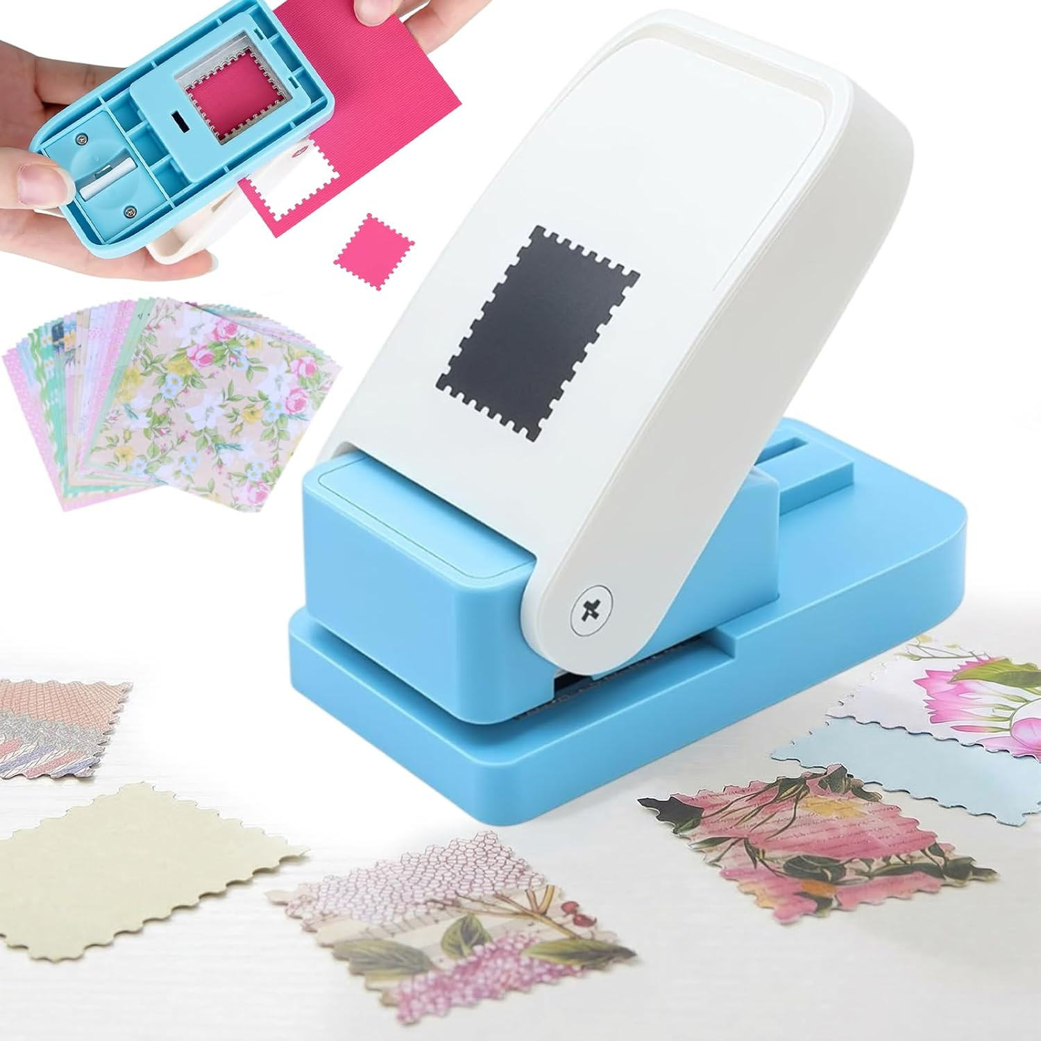 Postage Stamp Punch, 1 X 0.8 Inch Craft Tool with 24 Sheets DIY | Postage Stamp