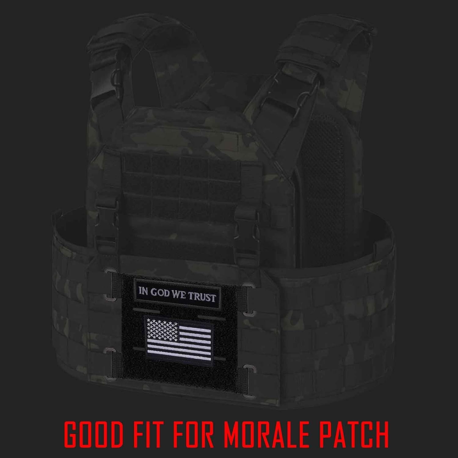 2 Pack Upgrade 8 Laser Cutting Hole Molle Patch Display Holder, Black