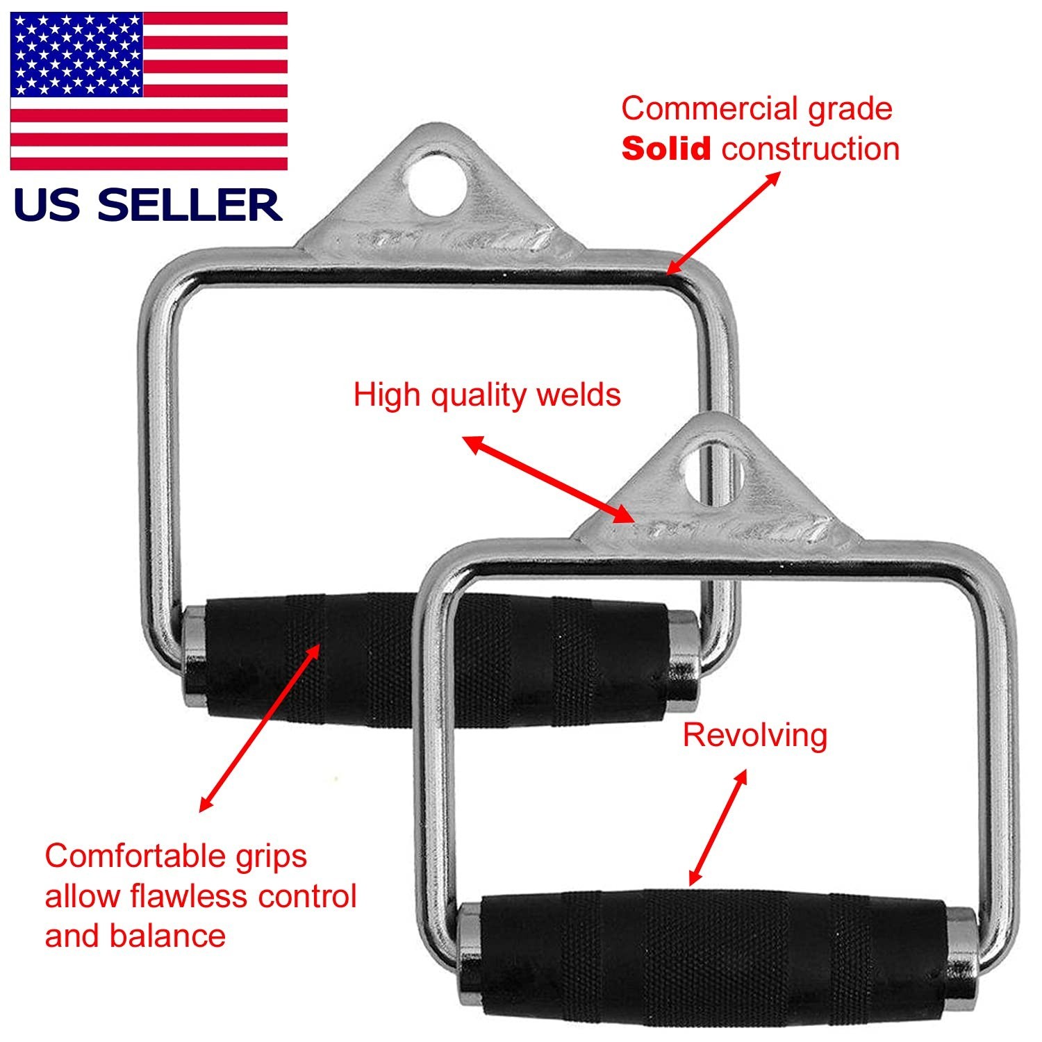 FITNESS MANIAC Home Gym Cable Attachment Handle Machine Exercise Chrome Press...