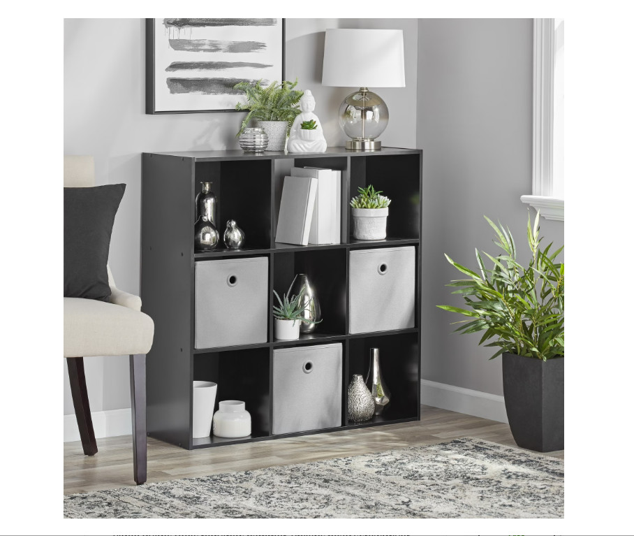 Mainstays 9 Cube Storage Organizer, Black