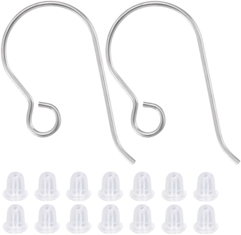 1 Box 20Pcs 316 Surgical Stainless Steel Earring Fish Hooks Silver Earring Hooks