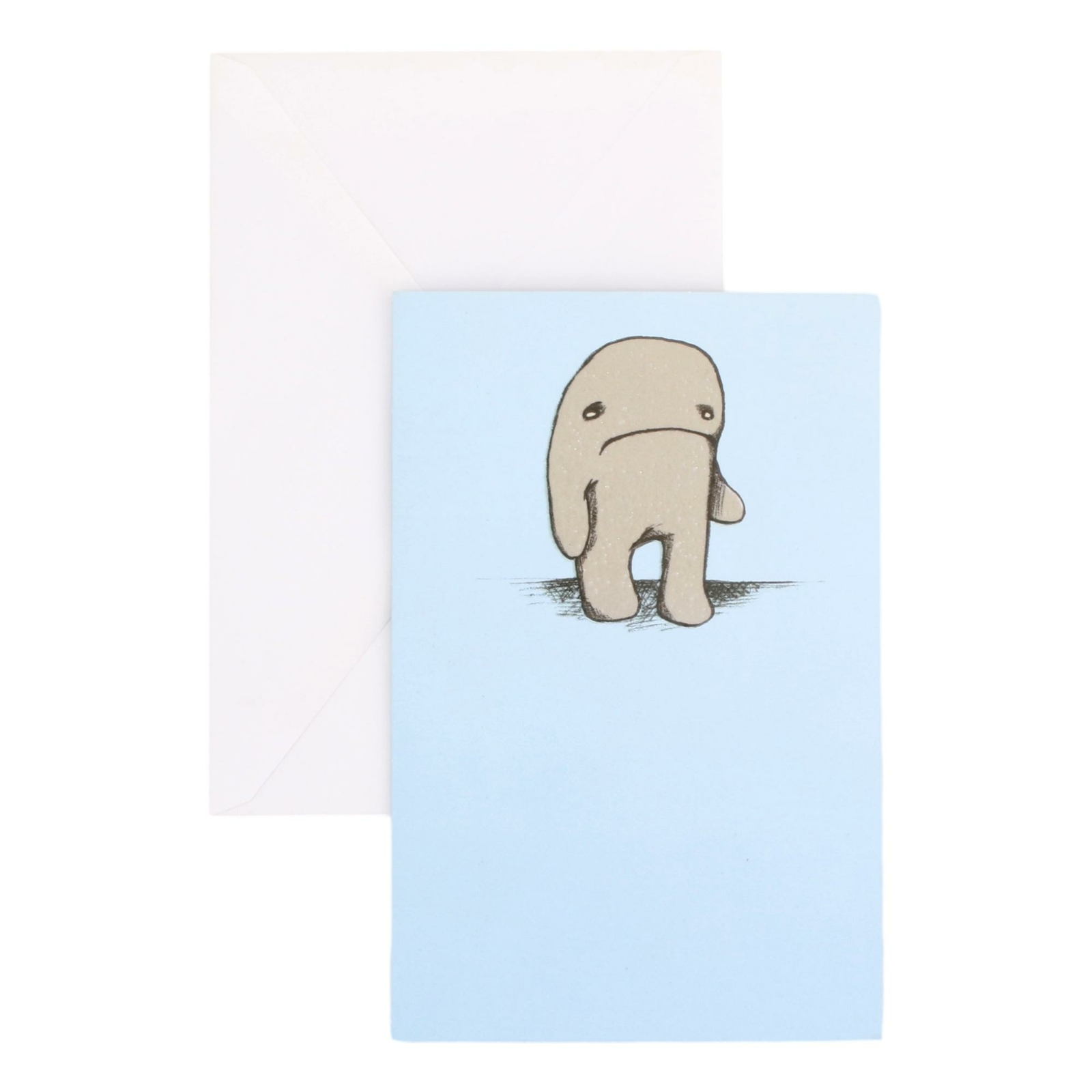 Miss You Greeting Card for Anyone - "Sad Blob" image - Deluxe, Tipped Insert, Te