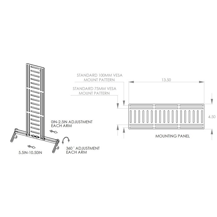 VESA compatible Flat Panel Accessory Mount (FPAM) PN80500