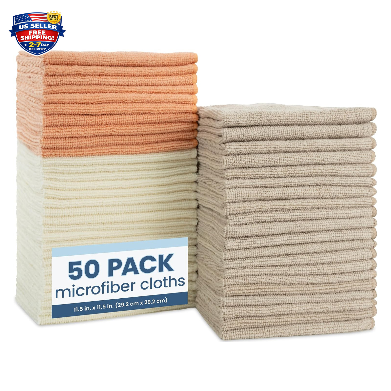 Microfiber Cleaning Cloths Pack of 50 Assorted Colors 11.5 Inch Multi-Purpose
