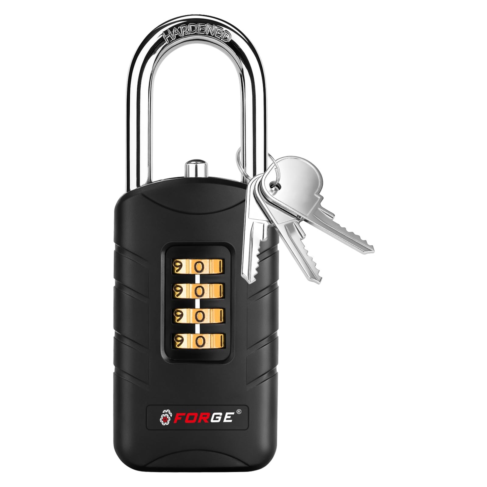 Forge 4-Digit Combination Padlock with Backup Keys, Recover Forgotten Code, W...
