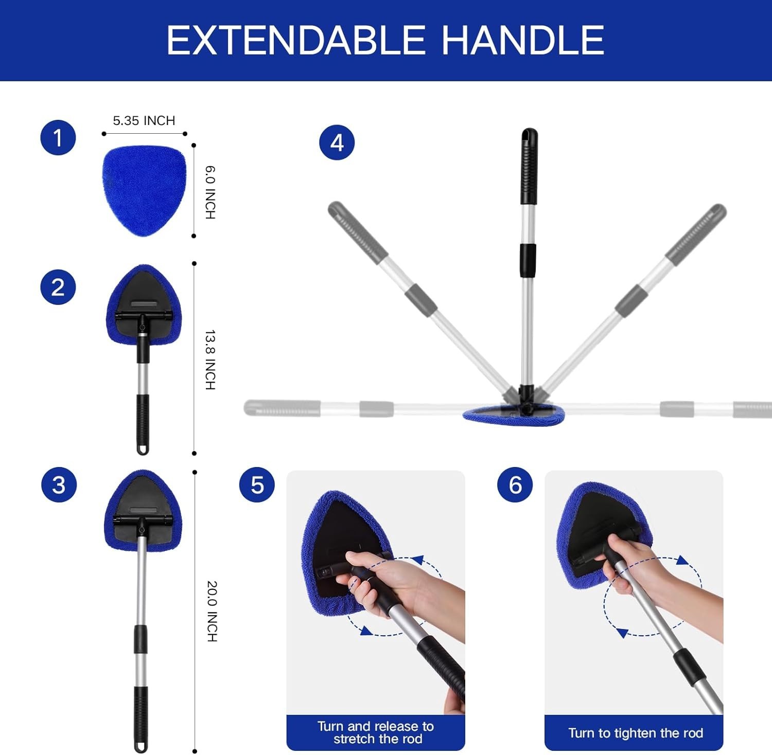 Car Windshield Cleaner Kit 10pcs Extendable Microfiber Pads Spray Brush