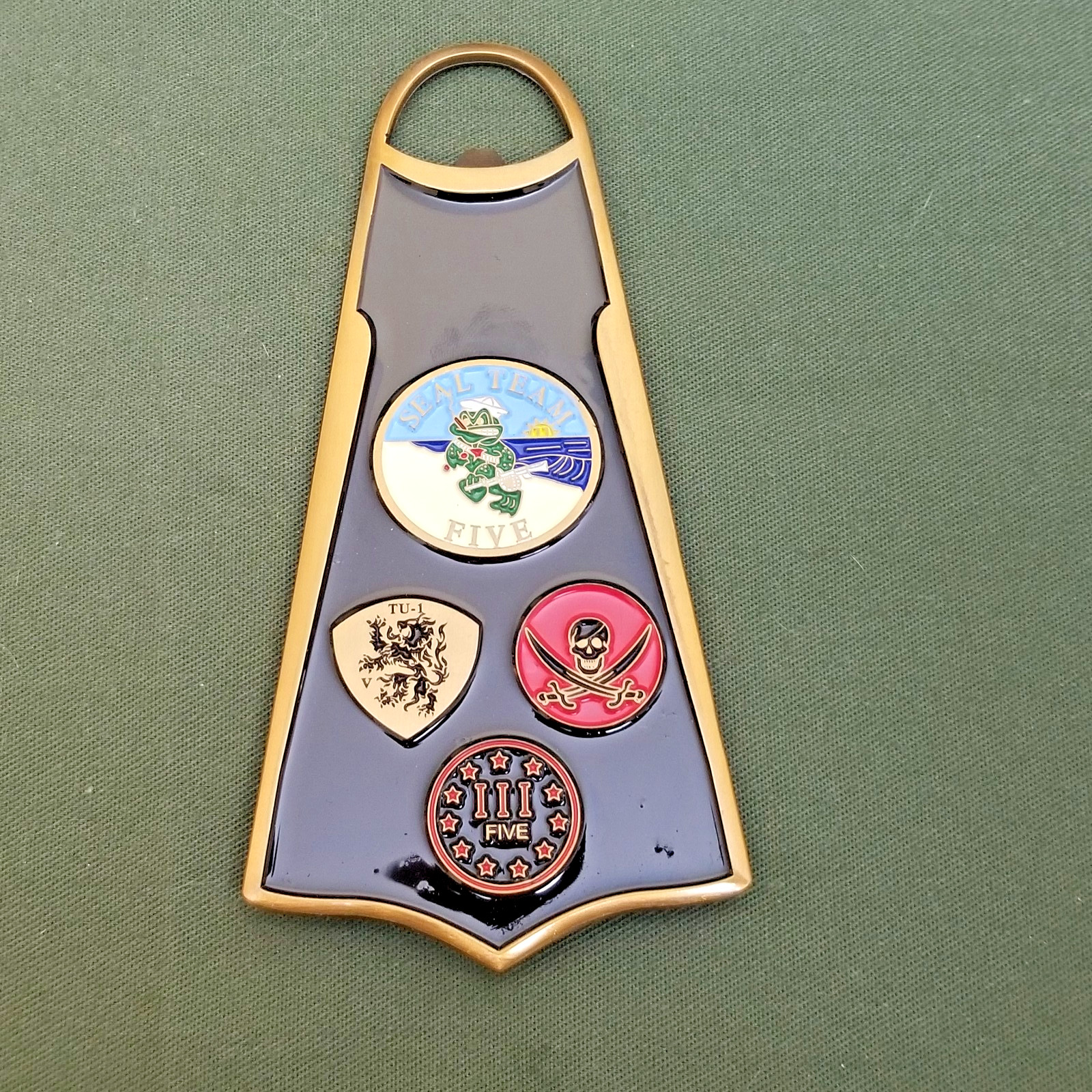 LARGE 5 INCH , SEAL TEAM 5 , 35TH ANNIVERSARY  CHALLENGE COIN