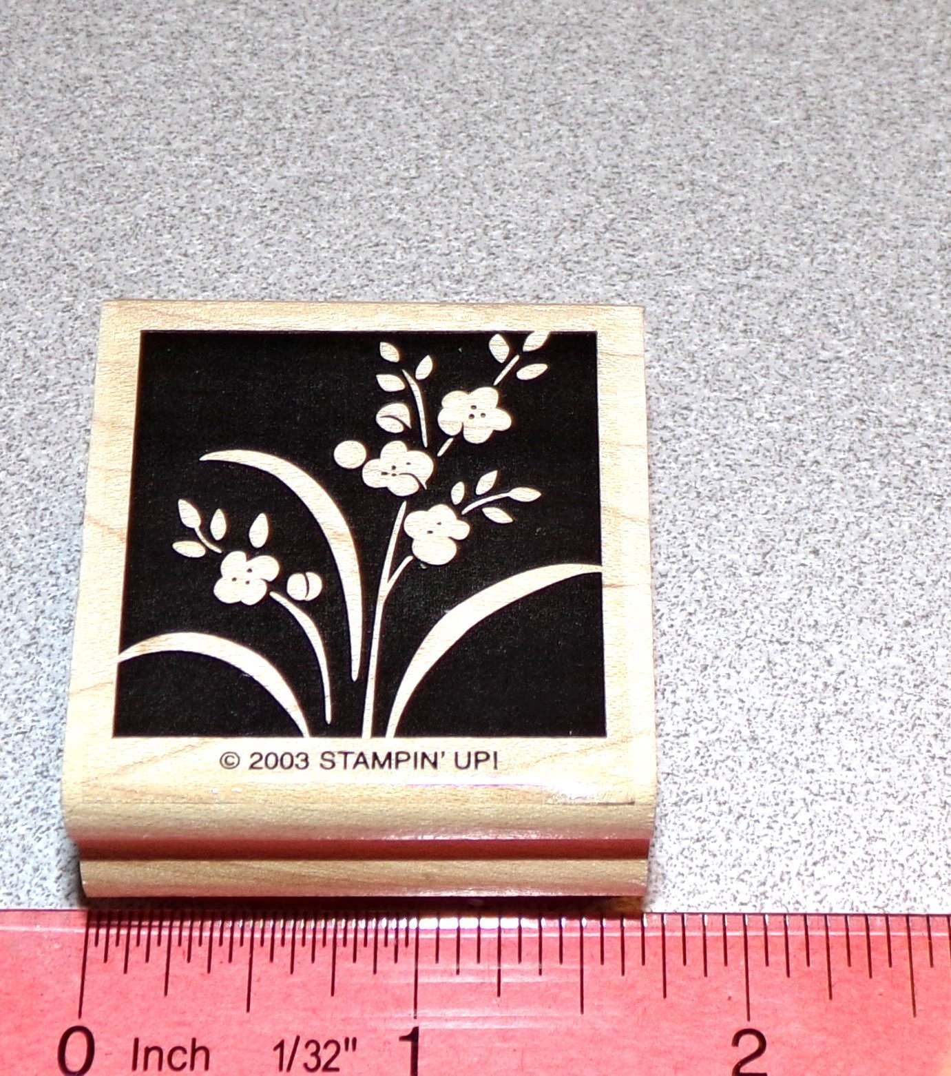 Flower Blossoms Stamp Single with Leaves Long Stems by Stampin Up Mostly Flowers