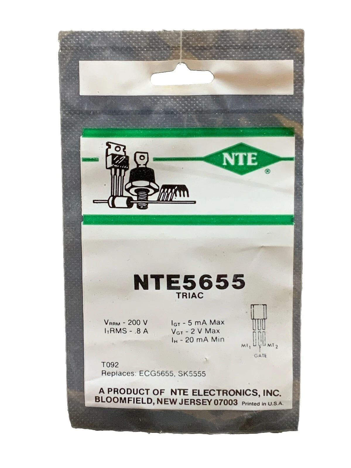 NTE5655 TRIAC TO92 Replaces ECG6566 SK5555