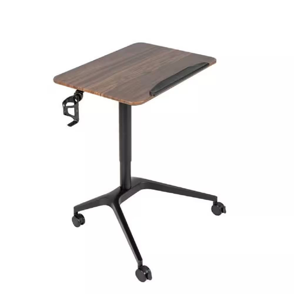 28 In. Pneumatic Standing Desk Tilting Adjustable Laptop Cart Mobile Podium Cup