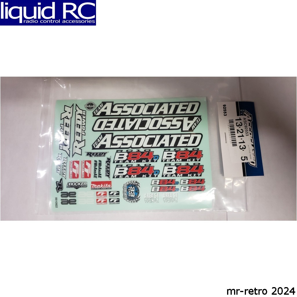 Associated 92553 RC10b84 Decal Sheet