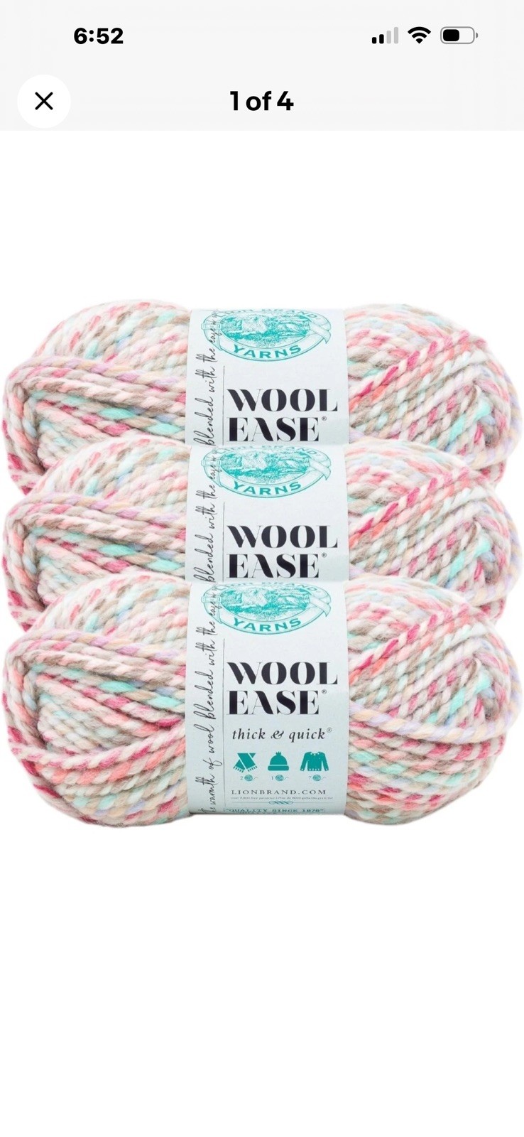 3 Pack Lion Brand Wool-Ease Thick & Quick Yarn Super Bulky 633245 Carousel