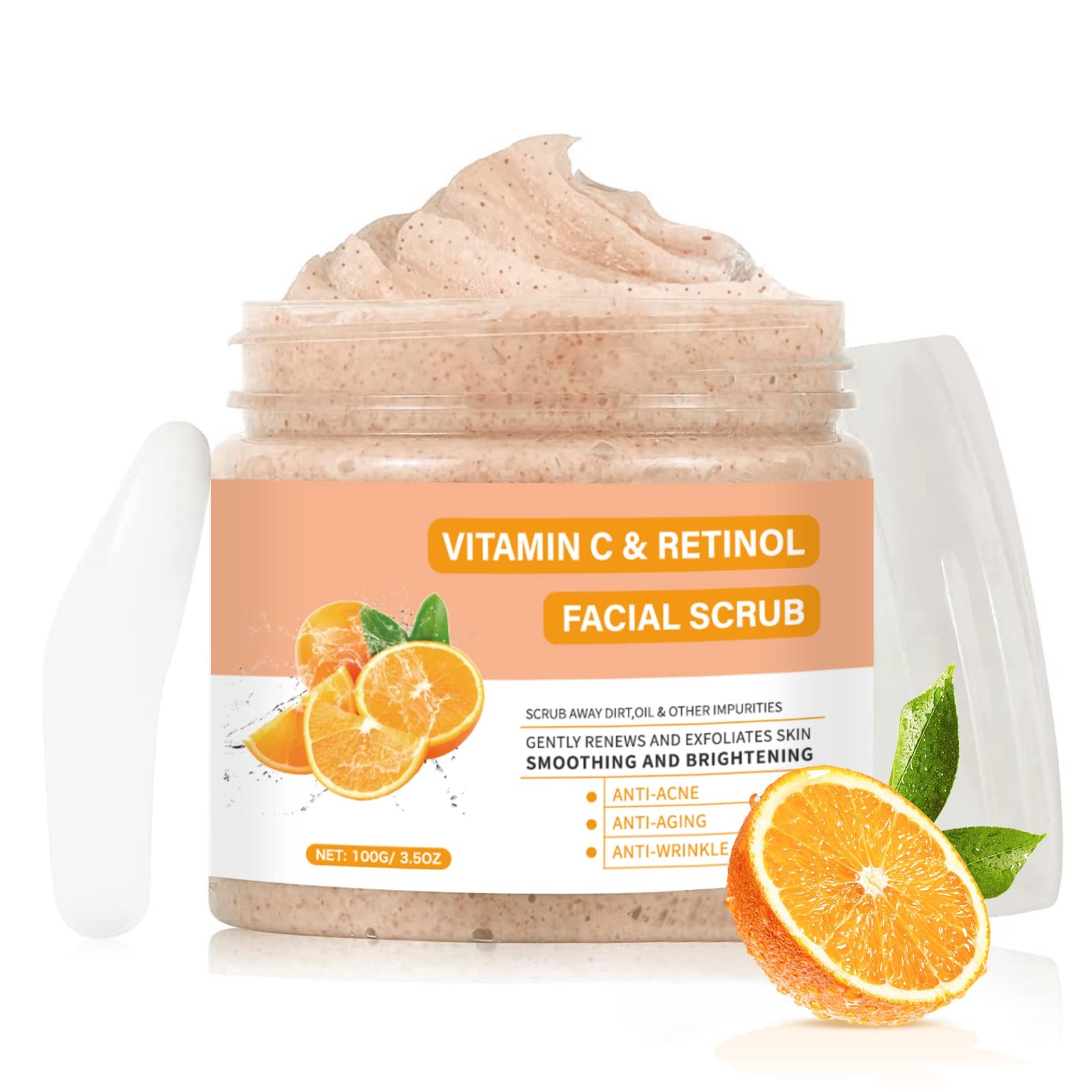 Vitamin C Retinol Facial Scrub Exfoliant for Blackheads & KP Bump Eraser 3.5OZ