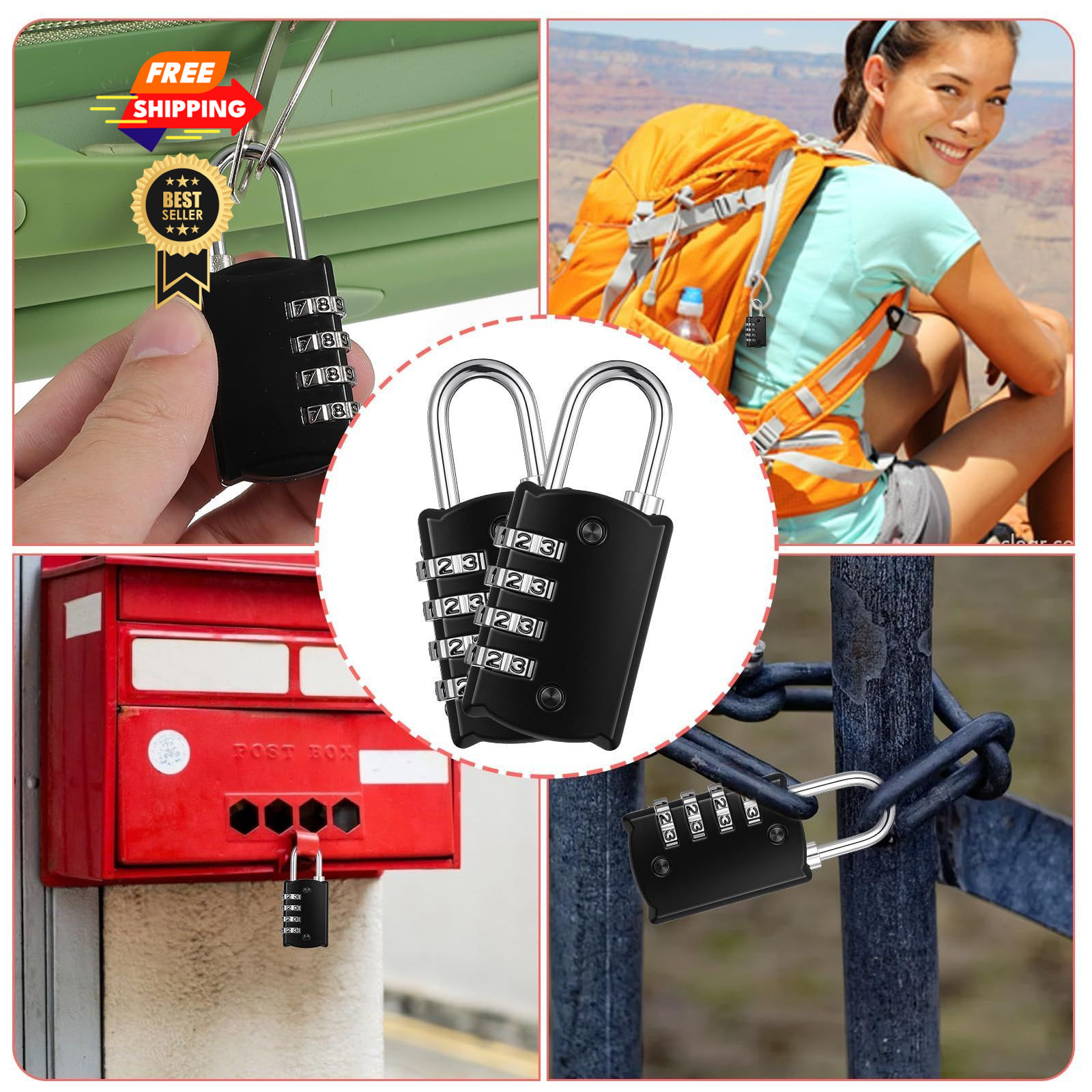 20 Pcs 4 Digit Combination Lock, Small Combo Padlock Black Locker Locks