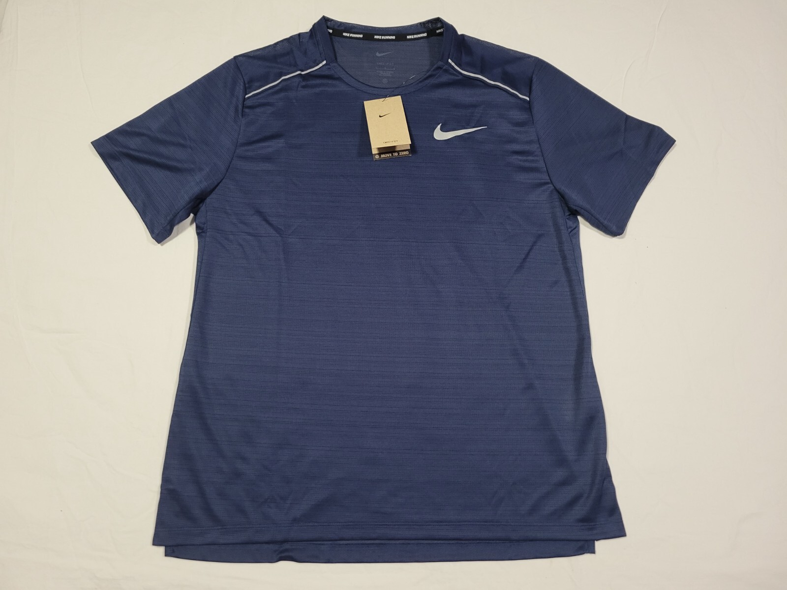 Nike Men’s Dri Fit Miler Running Shirt AJ7565-411 Navy  Reflective Just Do It