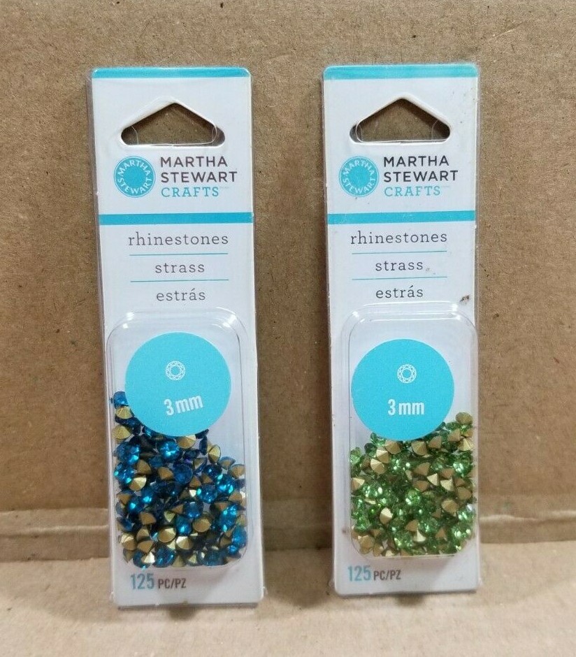 Martha Stewart Crafts 3mm Rhinestones 35424 Amazonite & 35429 Peridot Blue Green