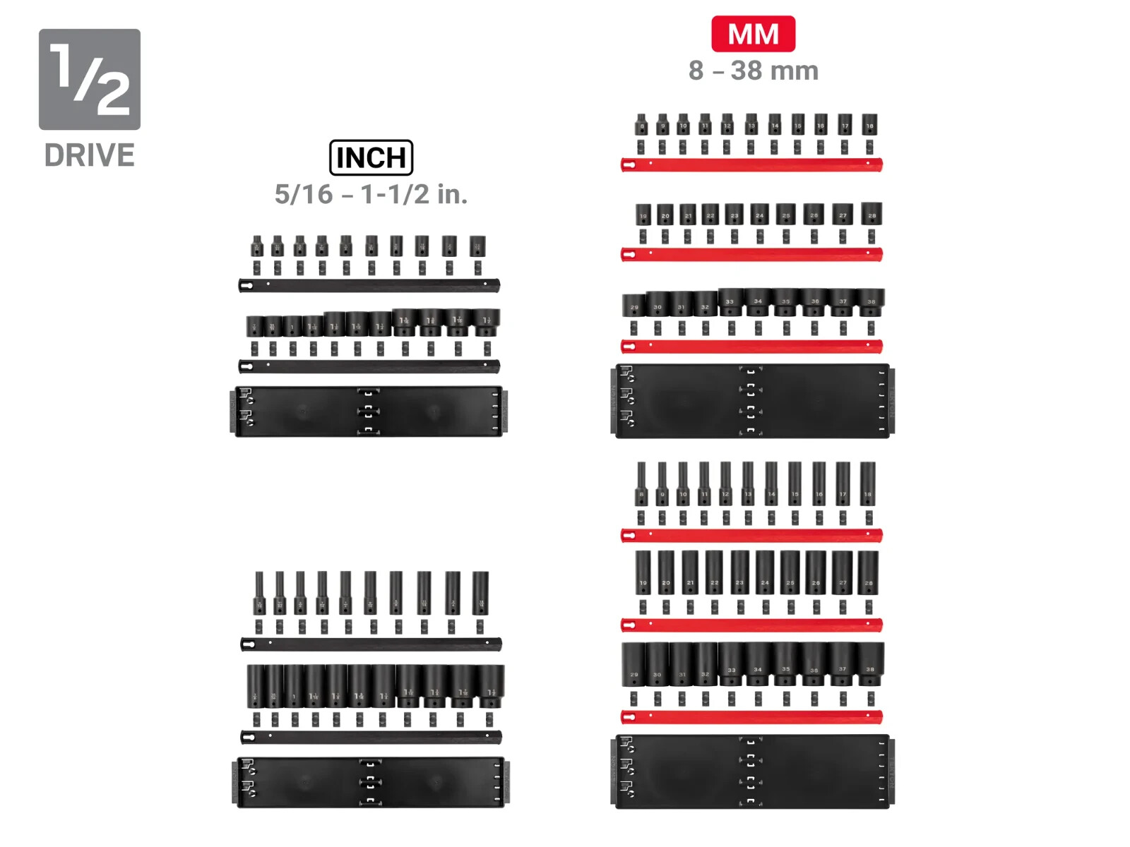 1/4, 3/8, 1/2 Inch Drive 6-Point Impact Socket Set , 230-Pc. Tekton SID99200