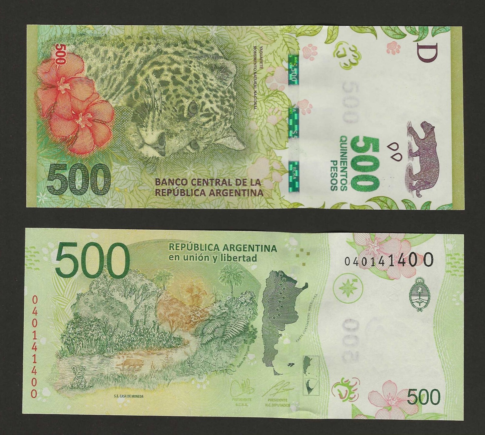 ARGENTINA 500 Pesos 2022, P-365d, Suffix "O", Pack Fresh UNC Note, Pretty Note