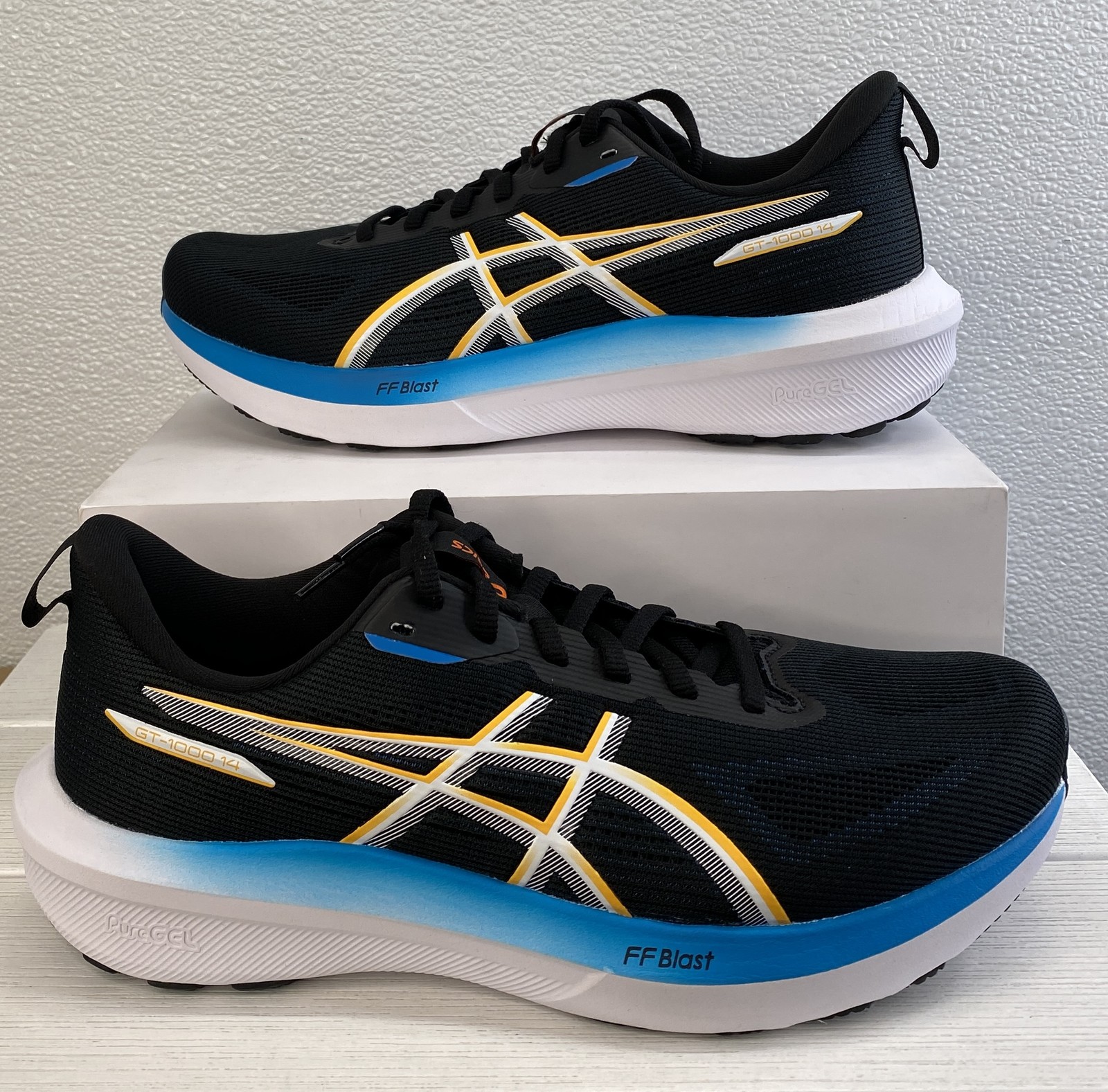 Asics GT-1000 14 Men's Size 10.5 Extra Wide Black/Yamabuki Mesh Running Sneakers