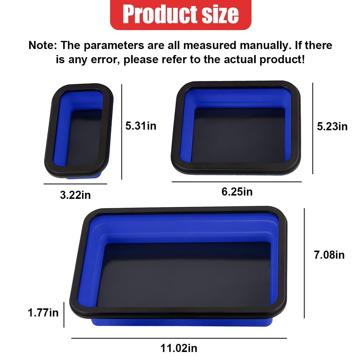 3PCS Collapsible Magnetic Parts Tray Set, Silicone Foldable Magnetic Tool Tra...