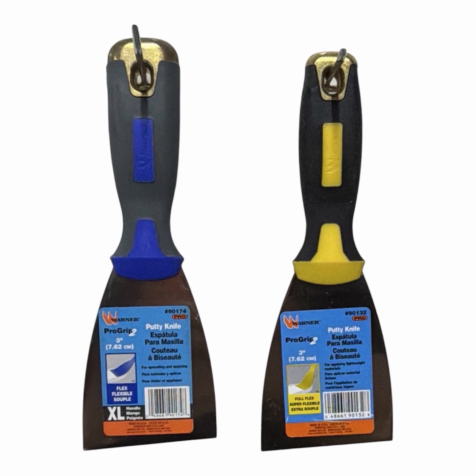 Warner ProGrip2 3in Putty Knife Set 2pc Black/Blue/Yellow 90174/flex & full flex