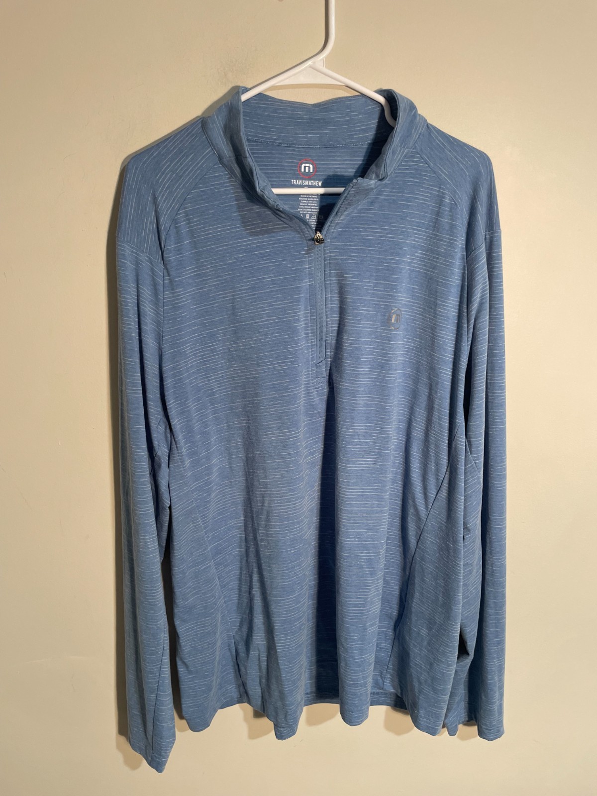 Travis Mathew Mens 1/4 Pullover Golf Sweatshirt Blue Performance Size XL