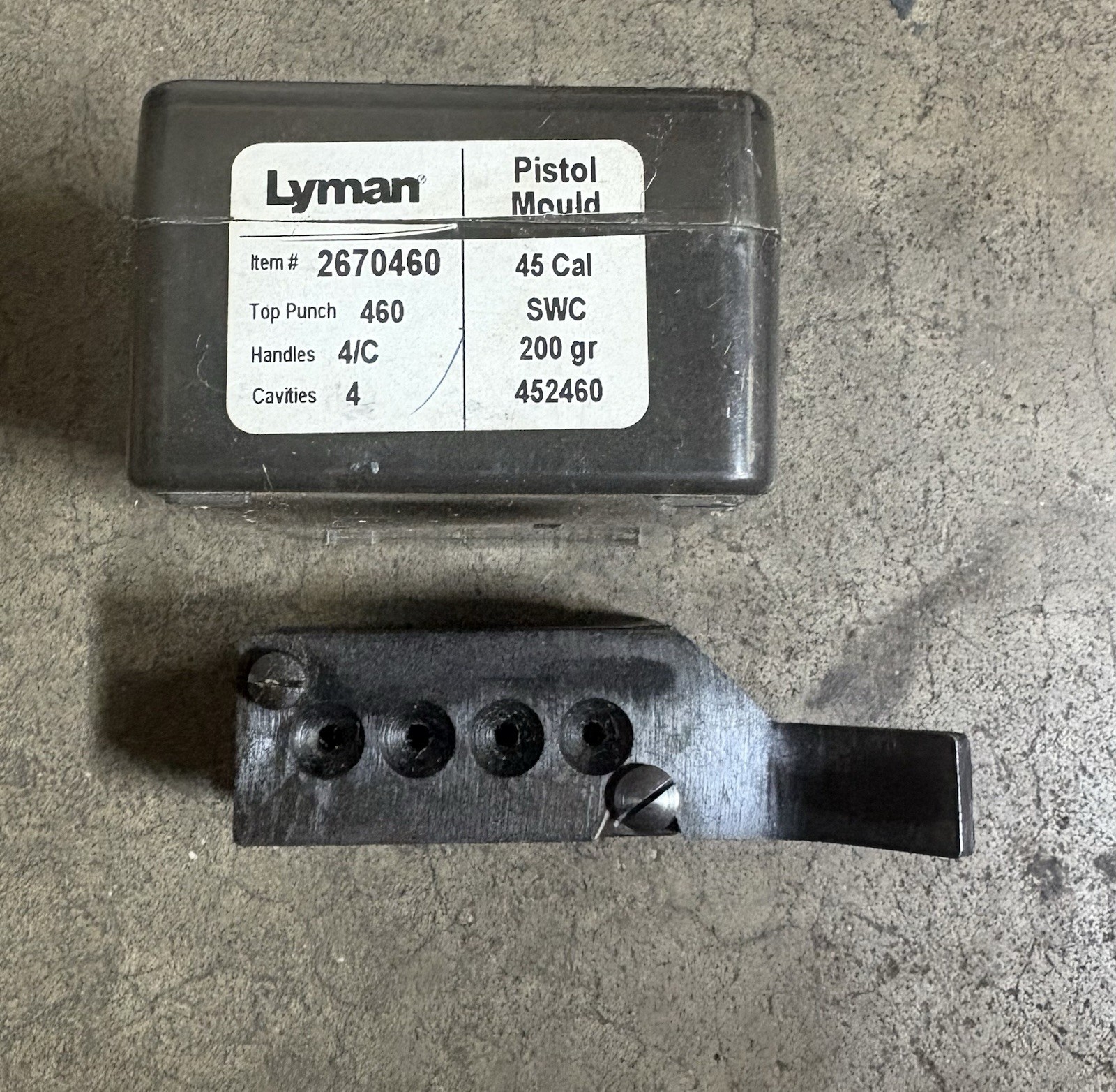 Lyman 452460 4 Cavity Bullet Mold 45 Caliber SWC 200gn