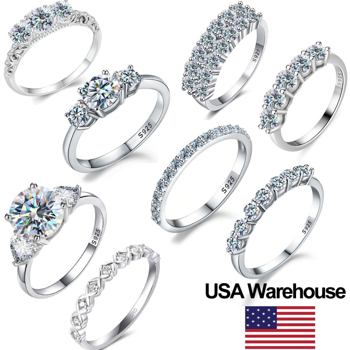 Moissanite Fashionable Round Ring for Women S925 Sterling Silver Engagement Gift