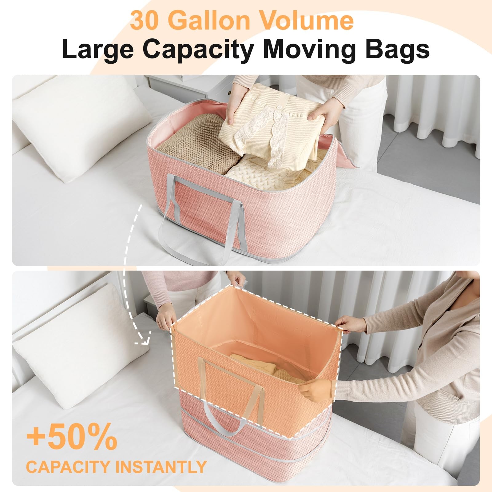 Easortm Comforter Storage Bag Pink 2 Pack -3-Layer