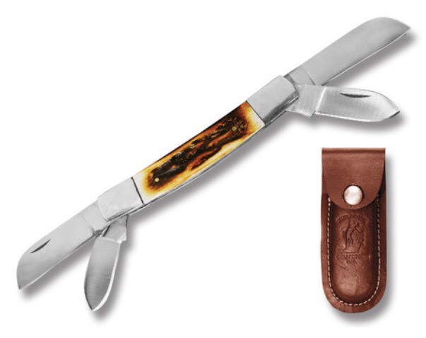 Bone Collector 4 Blade Real Bone Handle Folding Knife 11" Overall w Sheath BC820
