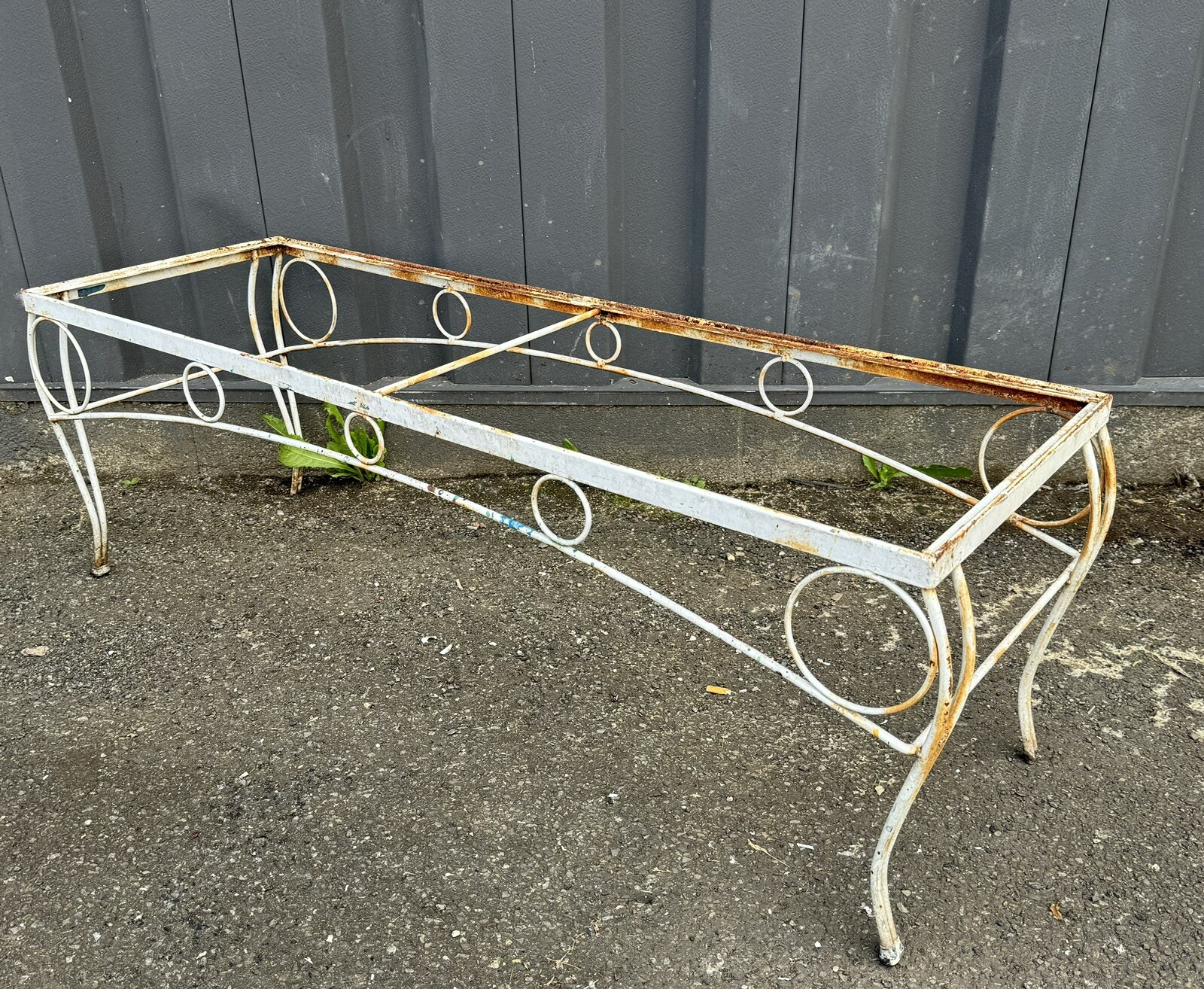 Vintage Wrought Iron White Outdoor Coffee Table